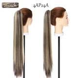 long straight ponytail hairpiece black blonde