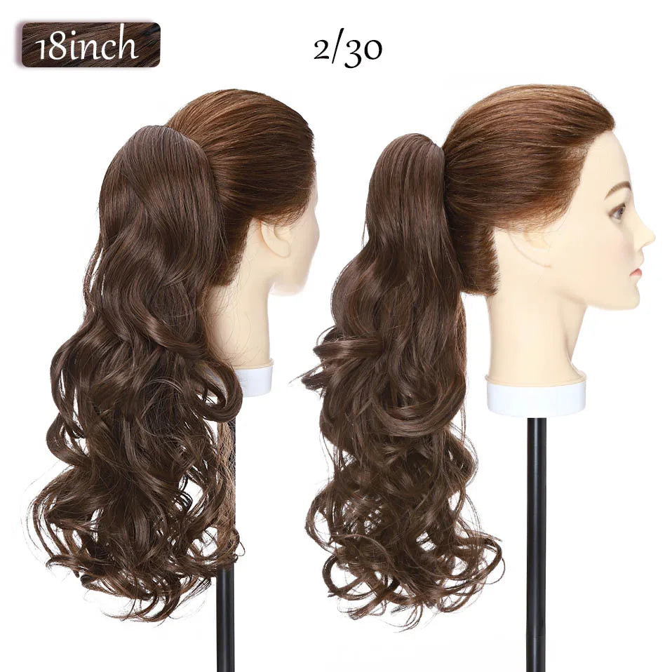 long curly ponytail hairpiece light brown 