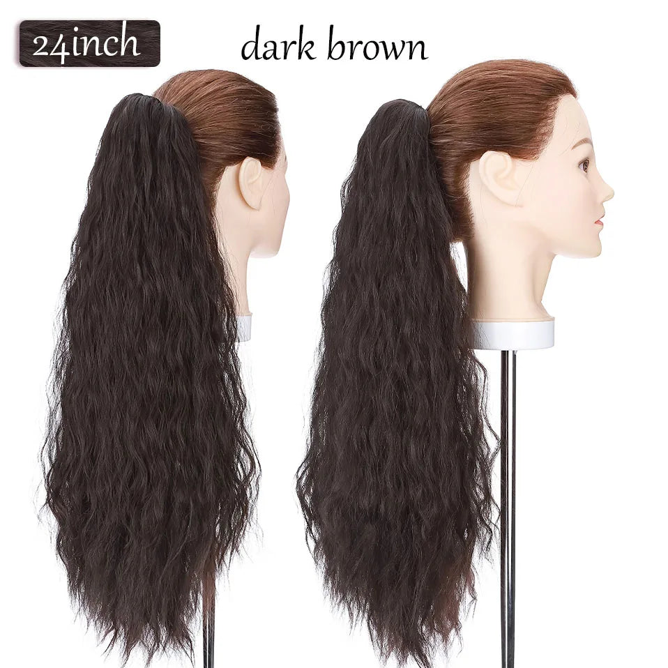 long curly ponytail hairpiece black