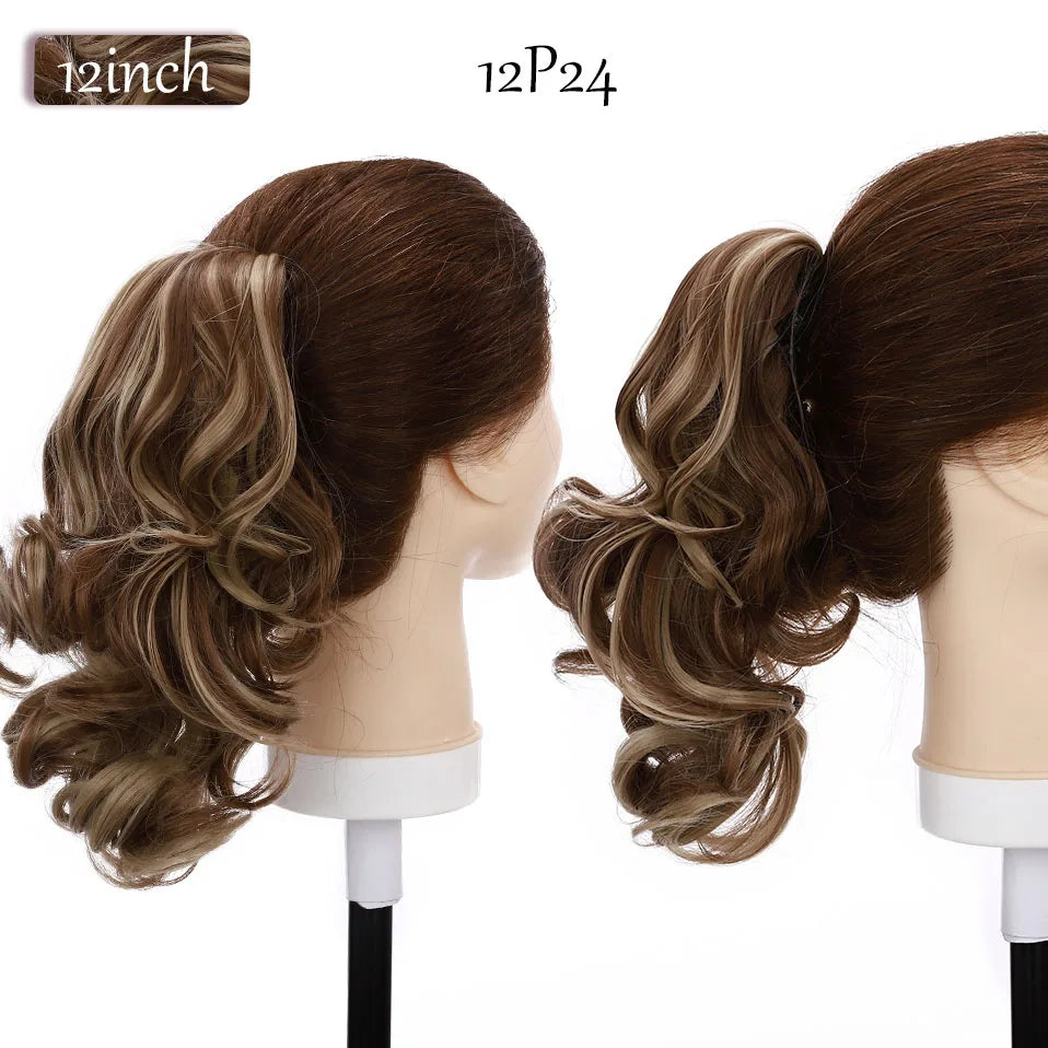 short curly ponytail hairpiece ash brown 