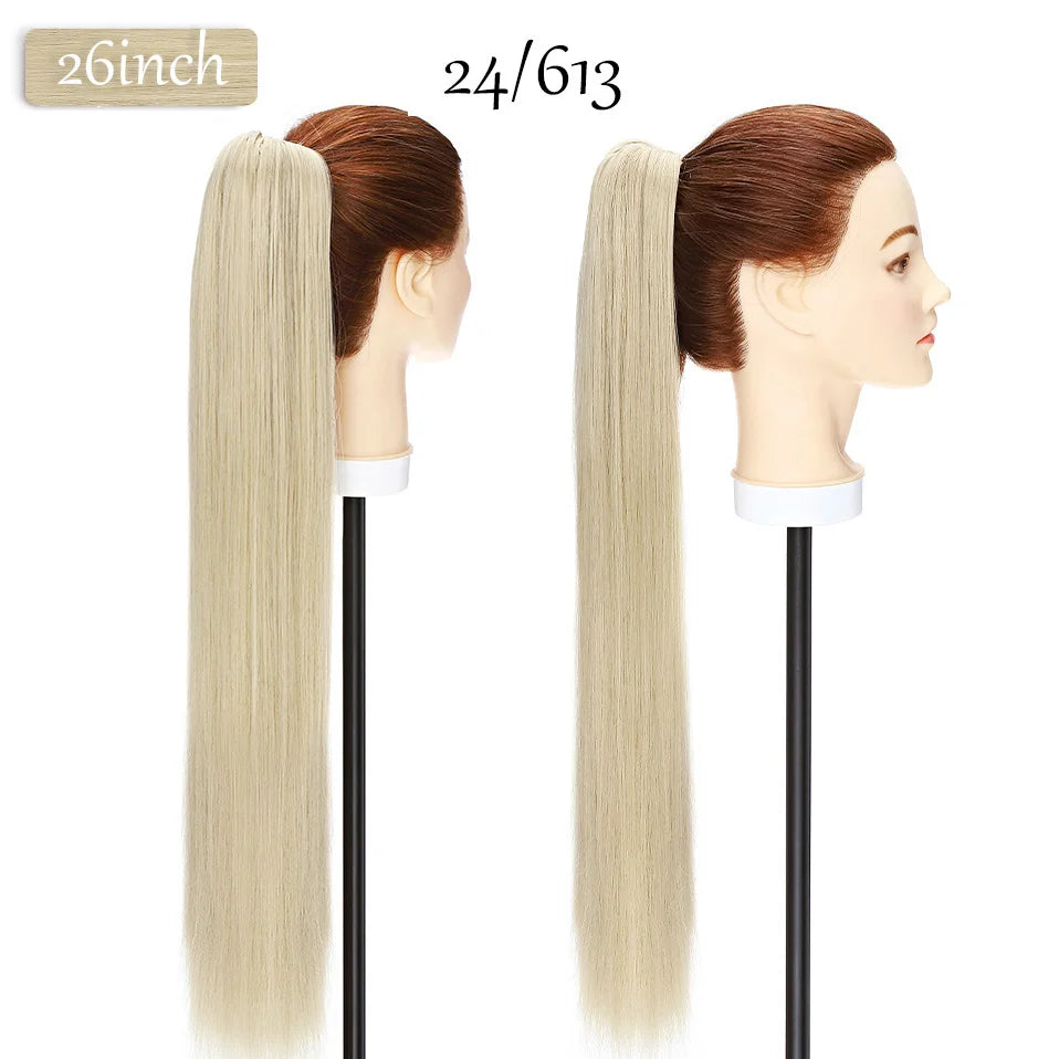 long straight ponytail hairpiece ash blonde