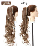 long curly ponytail hairpiece light brown blonde