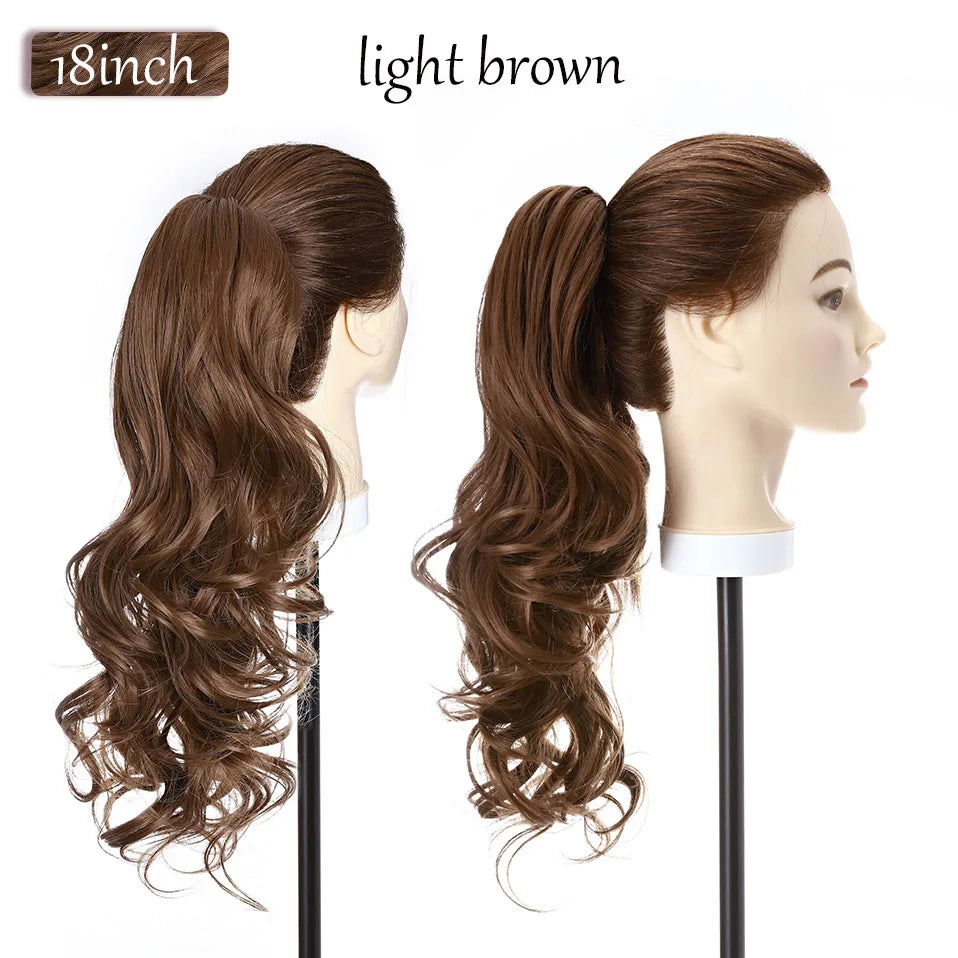 long curly ponytail hairpiece light brown