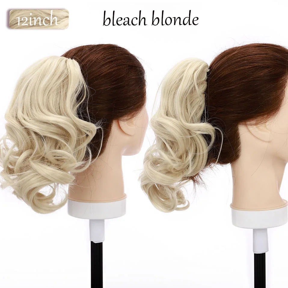 short curly ponytail hairpiece bleach blonde