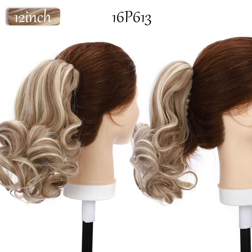 short curly ponytail hairpiece ash blonde