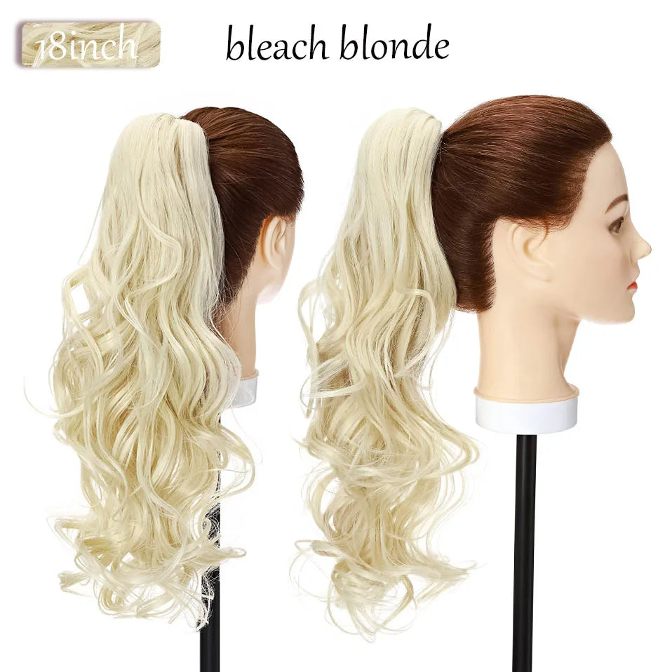 long curly ponytail hairpiece bleach blonde