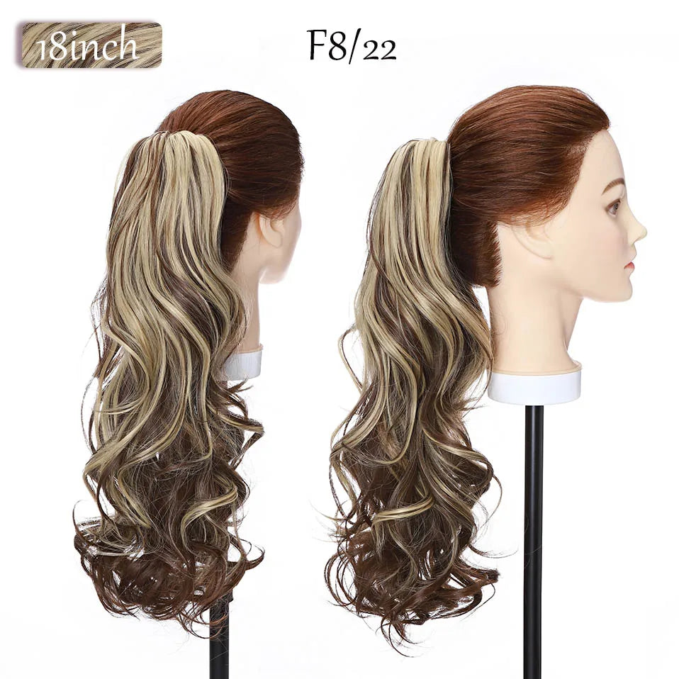 long curly ponytail hairpiece black blonde