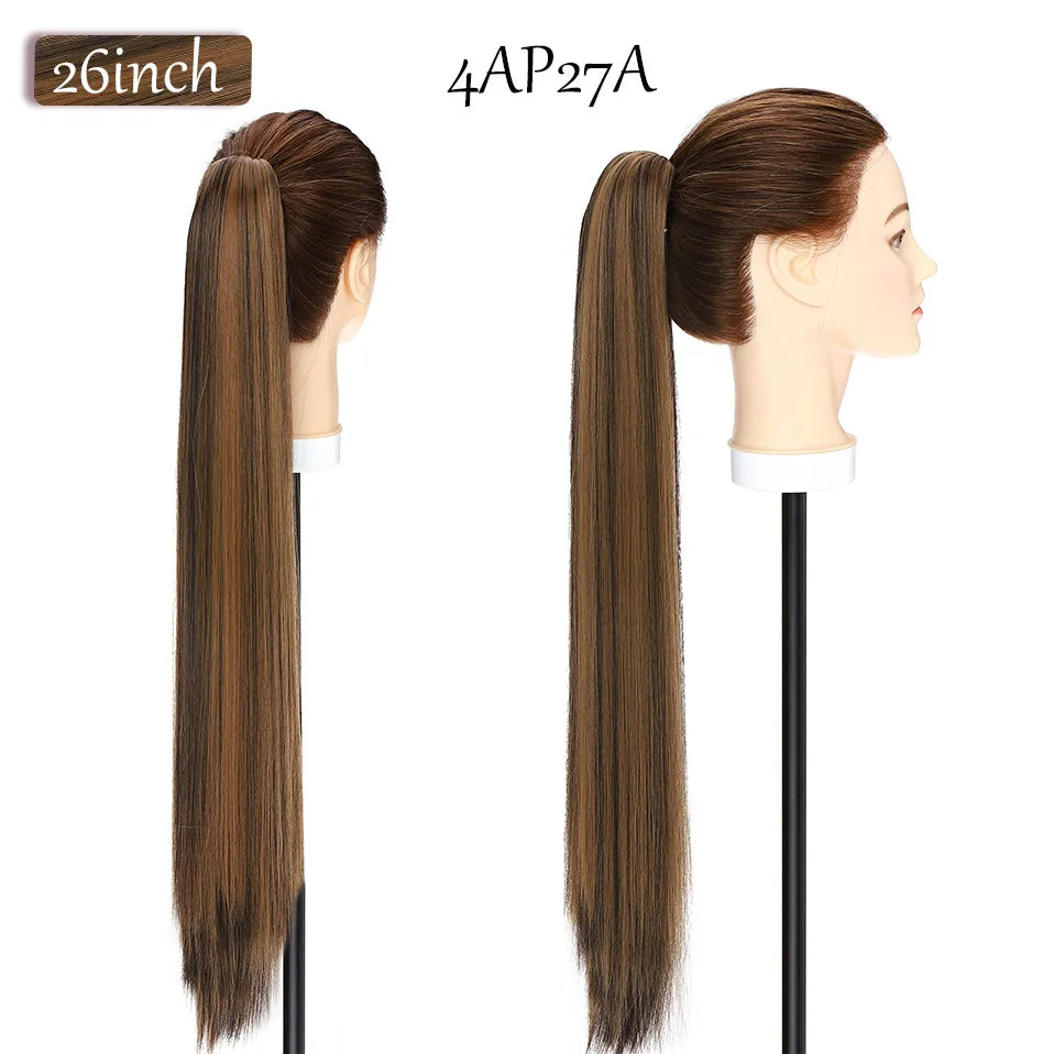 long straight ponytail hairpiece ash brown