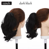short curly ponytail hairpiece dark black