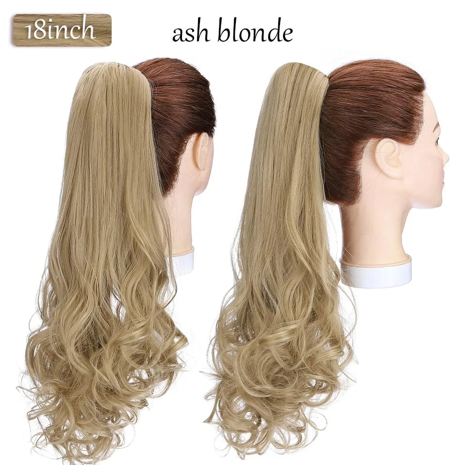 long curly ponytail hairpiece ash blonde