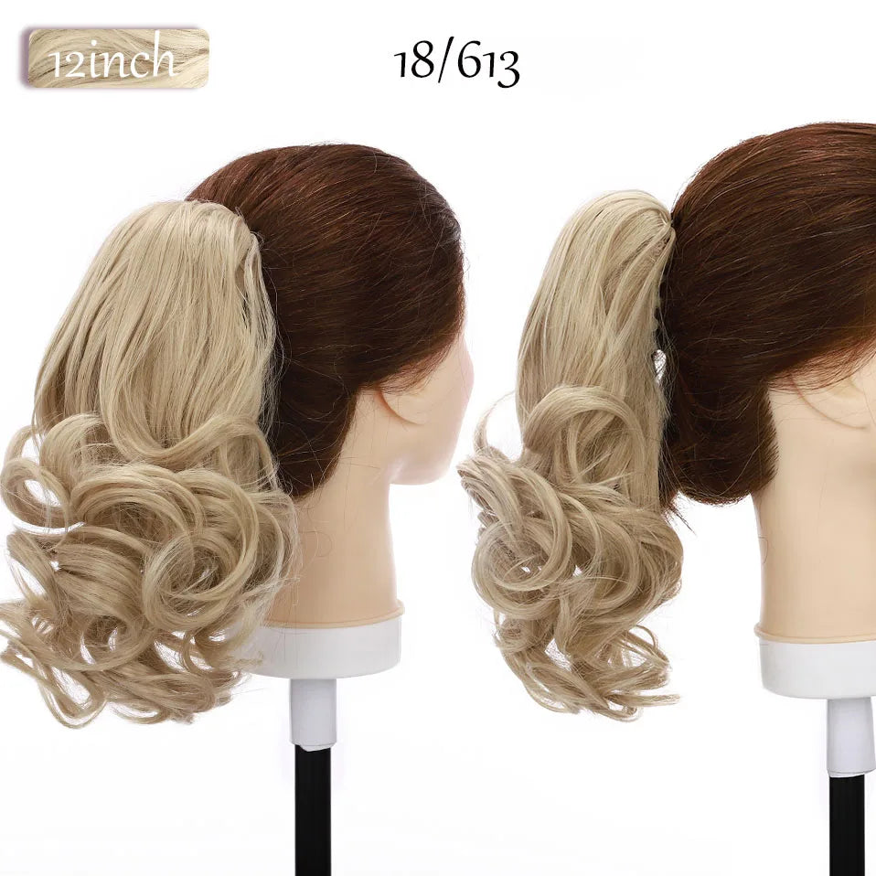 short curly ponytail hairpiece blonde