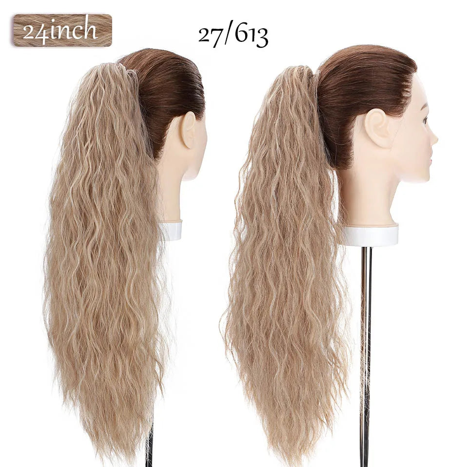 long curly ponytail hairpiece ash brown