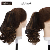 short curly ponytail hairpiece black ash brown 