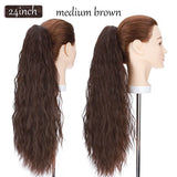 long curly ponytail hairpiece medium brown 
