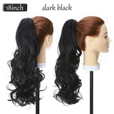 long curly ponytail hairpiece dark black