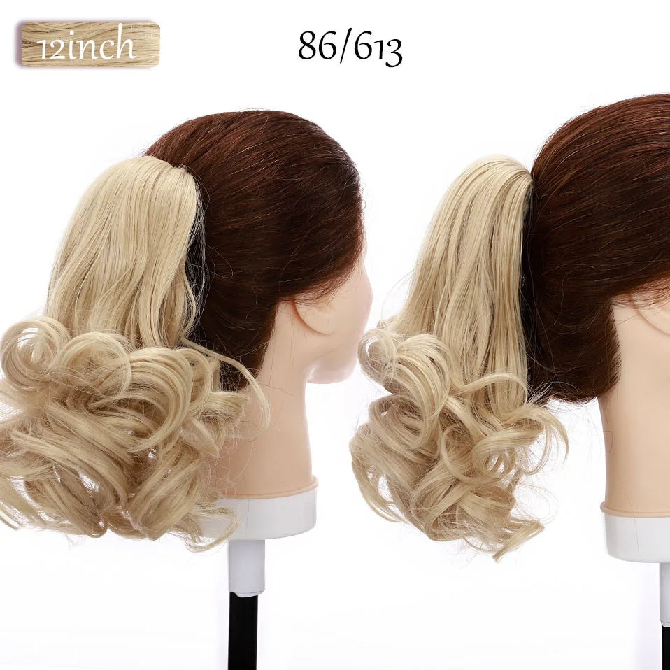 short curly ponytail hairpiece blonde