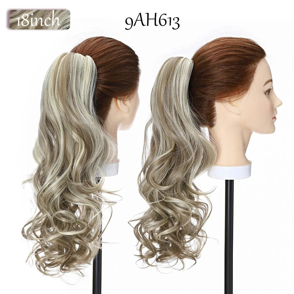 long curly ponytail hairpiece ash blonde white