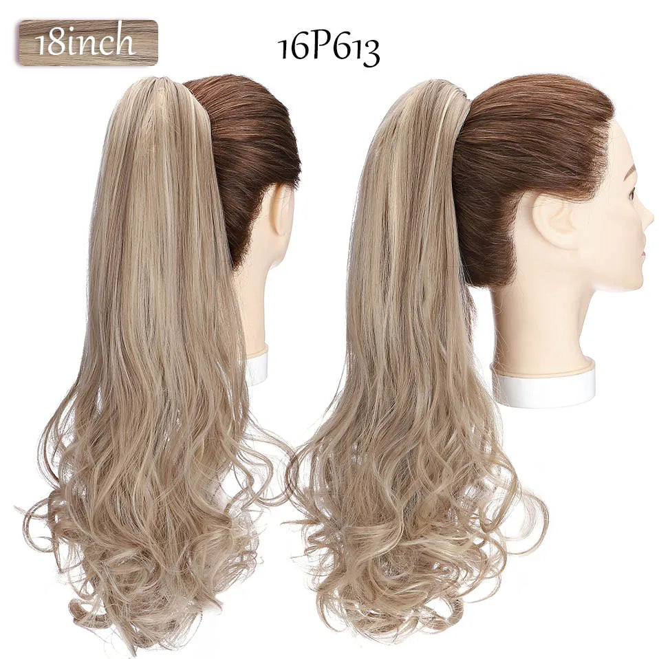 long curly ponytail hairpiece ash blonde