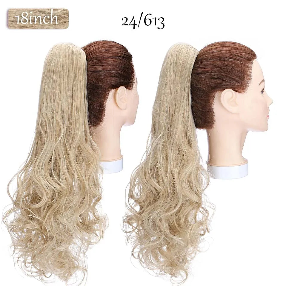 long curly ponytail hairpiece ash blonde