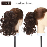 short curly ponytail hairpiece dark brown