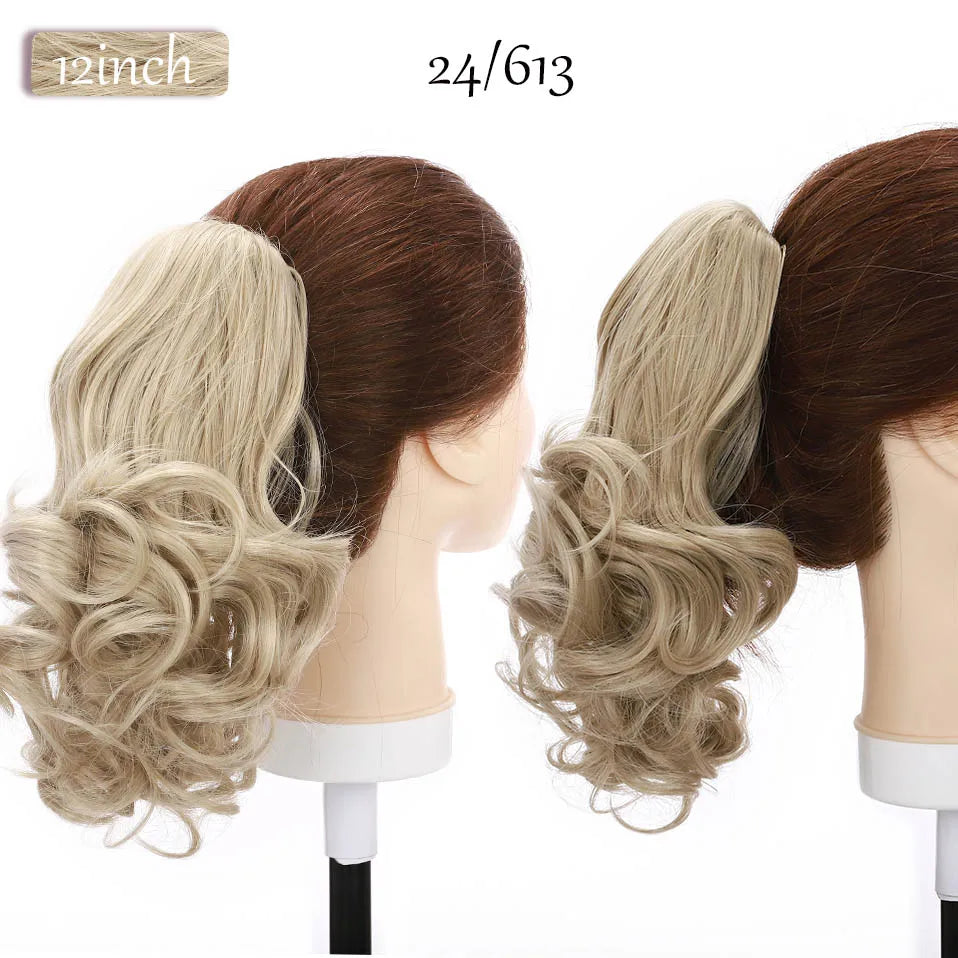 short curly ponytail hairpiece ash blonde