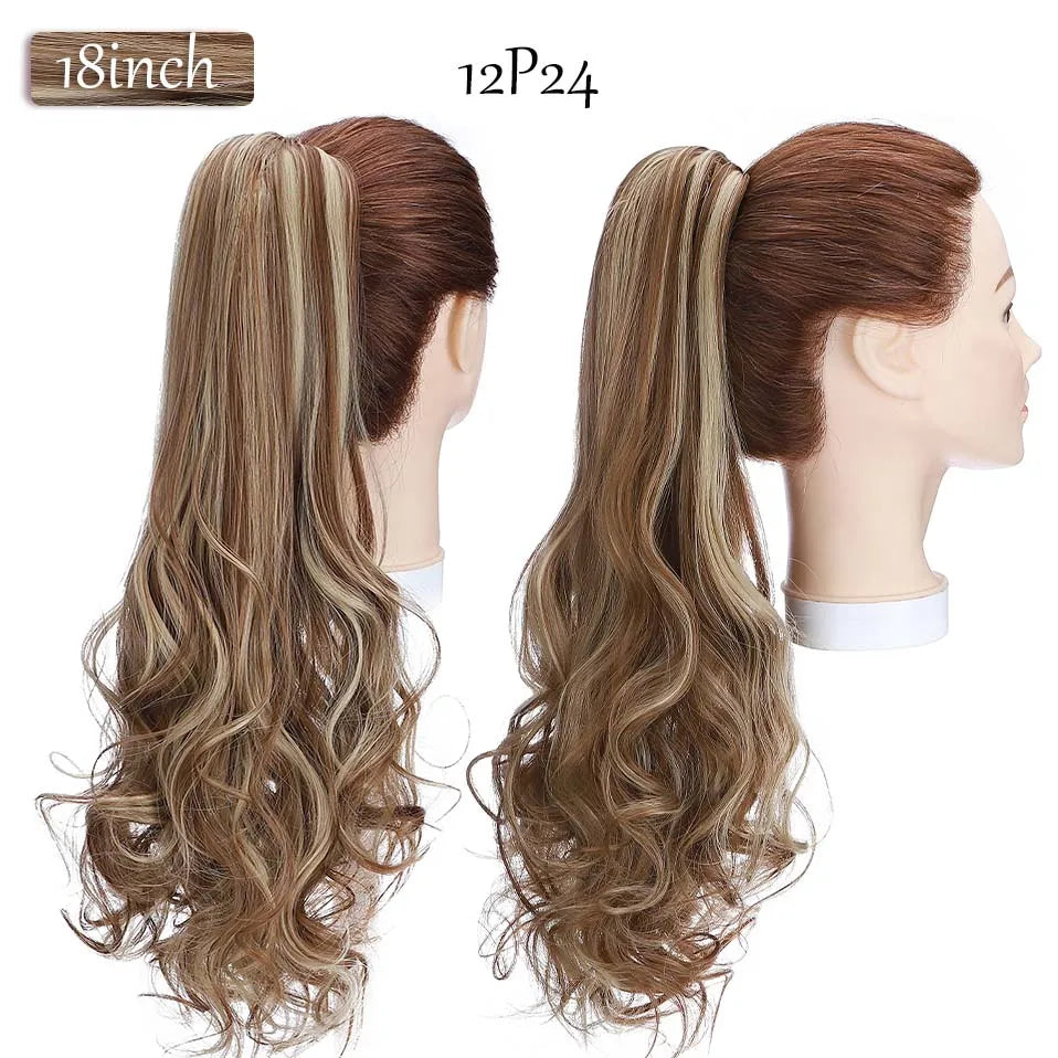 long curly ponytail hairpiece ash brown