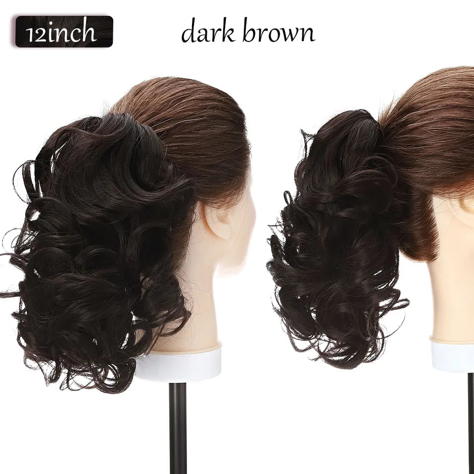 short curly ponytail hairpiece black