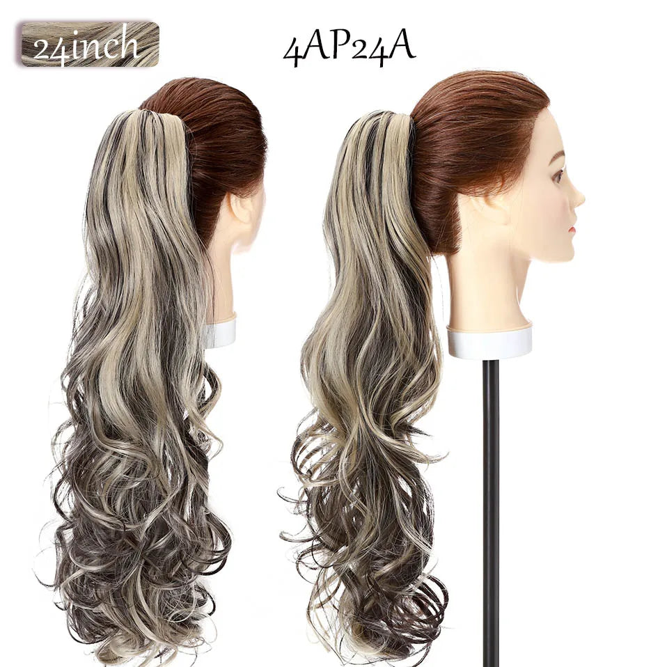 long curly ponytail hairpiece black blonde 