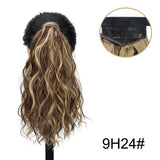 Highlight Brown Clip Ponytail 14Inch Wavy Curly Wrap Hair Extension