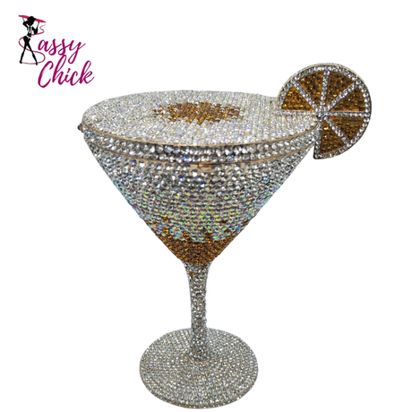 Cocktail Crystal  Clutch Rhinestone Women Evening Bag Sassy chick Logo