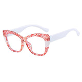 Red white Color-Blocked Casual Cat Eye Presbyopia Eyeglasses