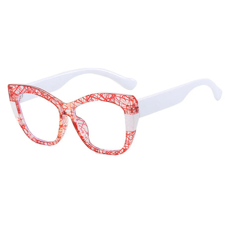 Red white Color-Blocked Casual Cat Eye Presbyopia Eyeglasses