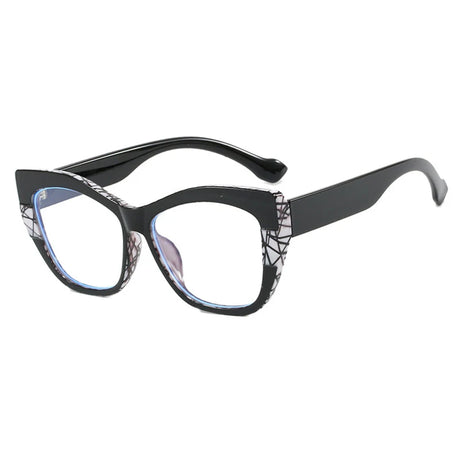 Black Color-Blocked Casual Cat Eye Presbyopia Eyeglasses