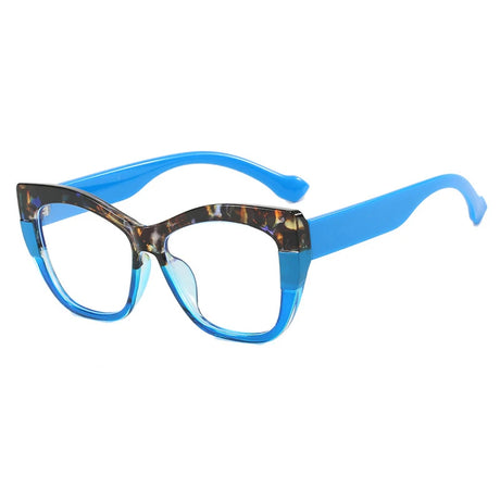 Blue Color-Blocked Casual Cat Eye Presbyopia Eyeglasses
