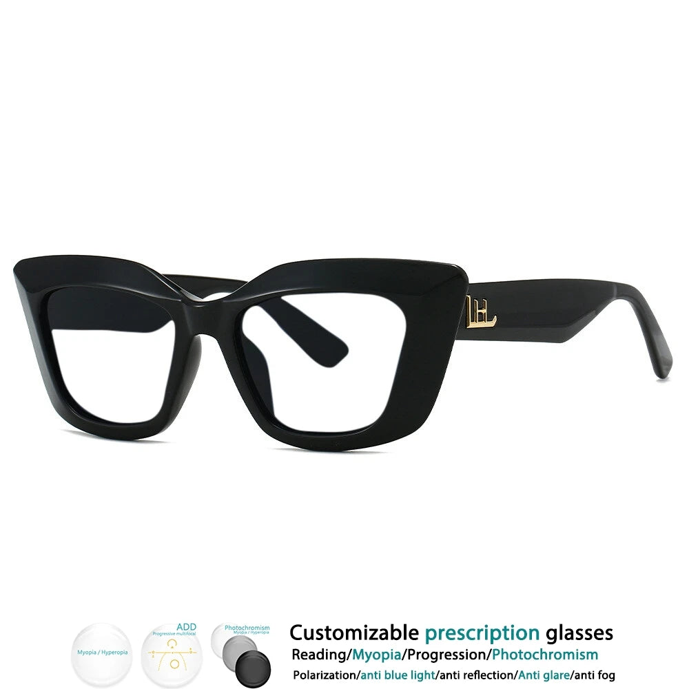 Black Color-Blocked Leopard Presbyopic Eyeglass
