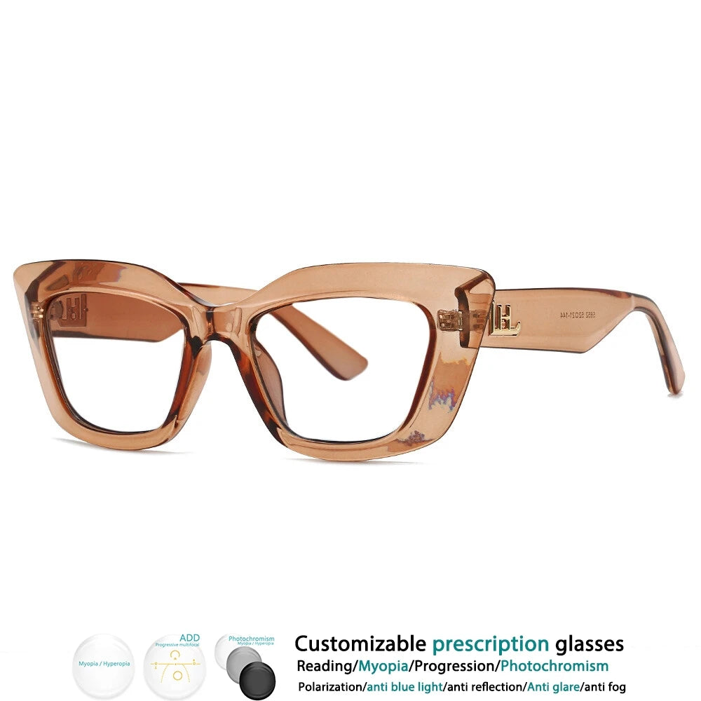 Transparent Brown Color-Blocked Leopard Presbyopic Eyeglass