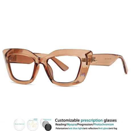 Transparent Brown Color-Blocked Leopard Presbyopic Eyeglass