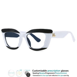 Black White Color-Blocked Leopard Presbyopic Eyeglass