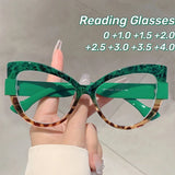 GreenColor Blocking Oversize Cat Eye Eyeglasses
