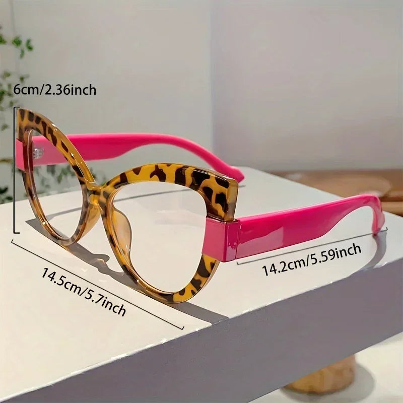Size of Color Blocking Oversize Cat Eye Eyeglasses
