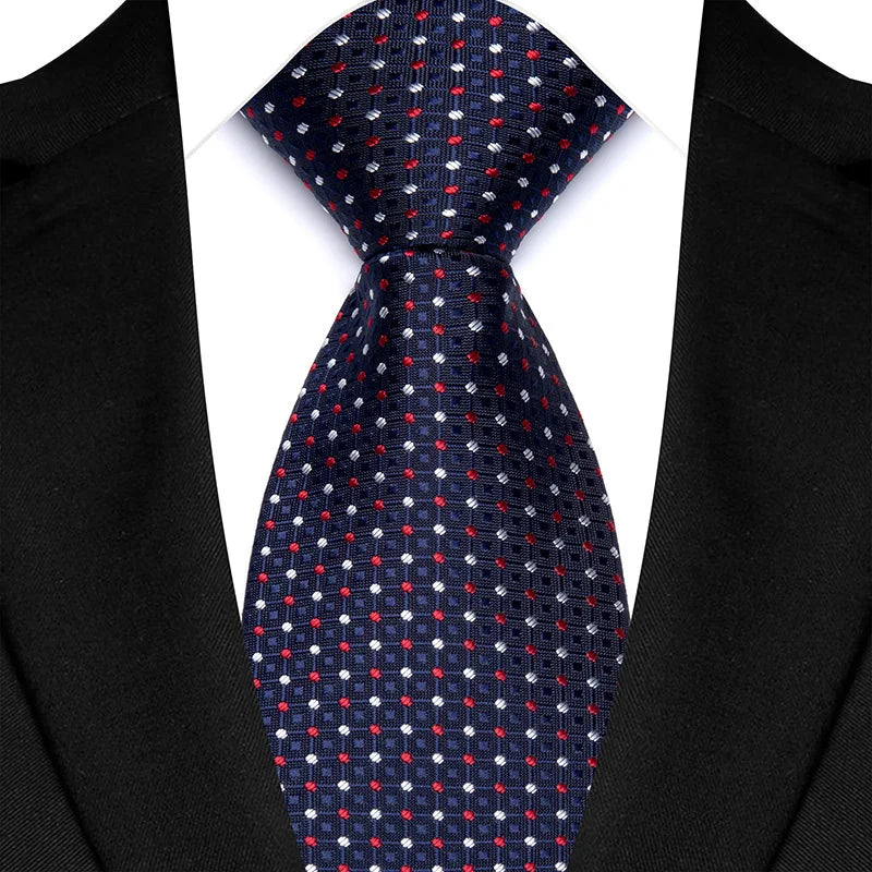 Blue Colorful 8cm Polyester Polka Dot Wedding Tie