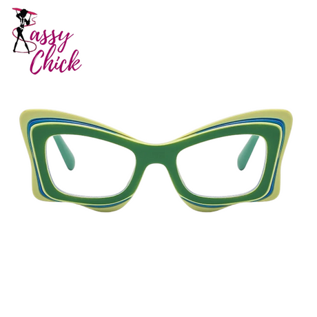 Colorful Cat Eye Color-blocked Eyewear Sassy Chick Logo