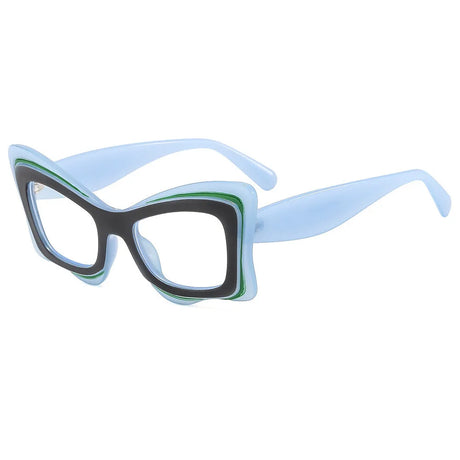 Colorful Cat Eye Color-blocked Eyewear blue
