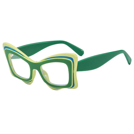 Colorful Cat Eye Color-blocked Eyewear green