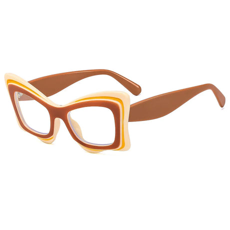 Colorful Cat Eye Color-blocked Eyewear brown