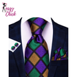 Colorful Check Male Wedding Handkerchief Cufflinks Set Necktie Sassy Chick Logo