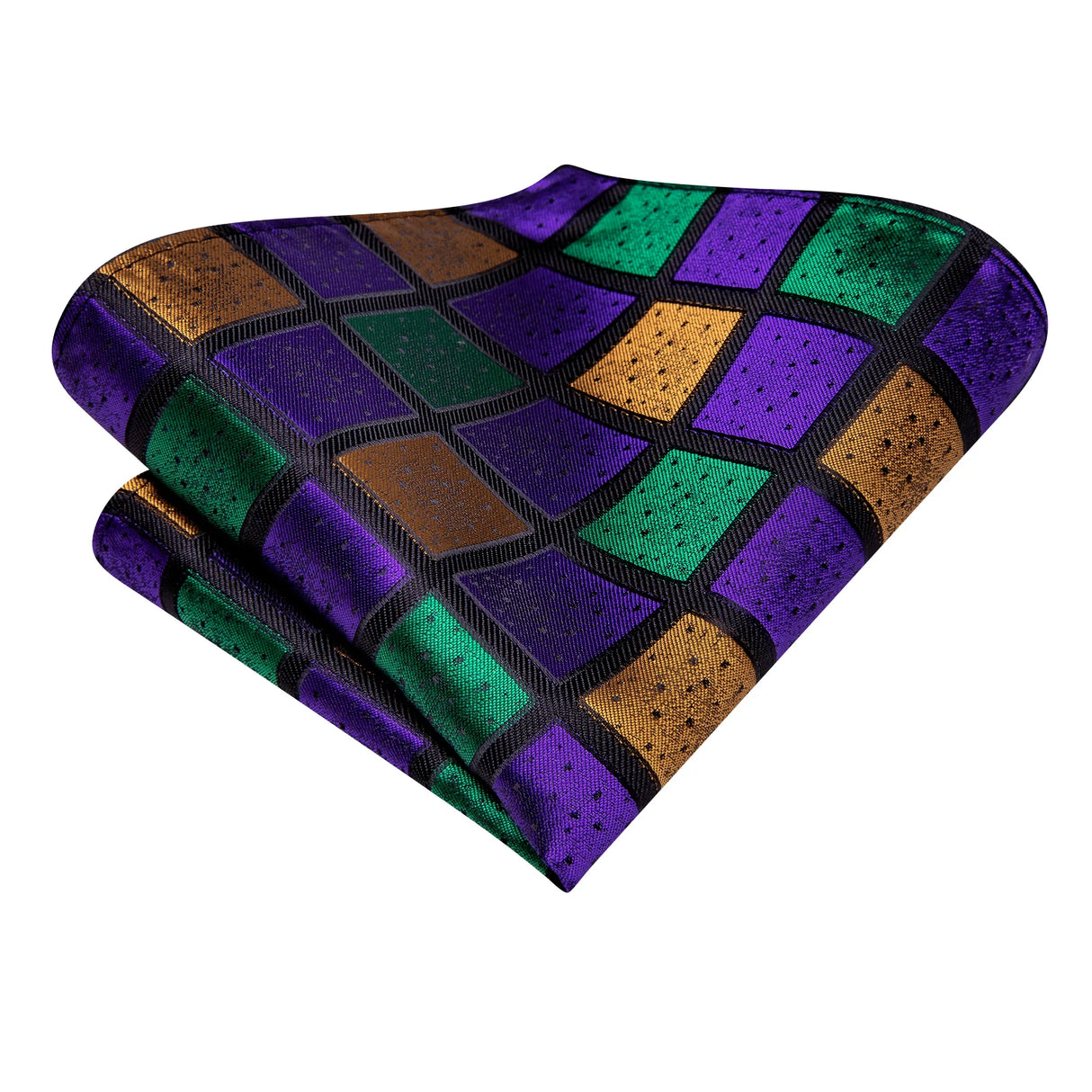Colorful Check Male Wedding Handkerchief Cufflinks Set Necktie