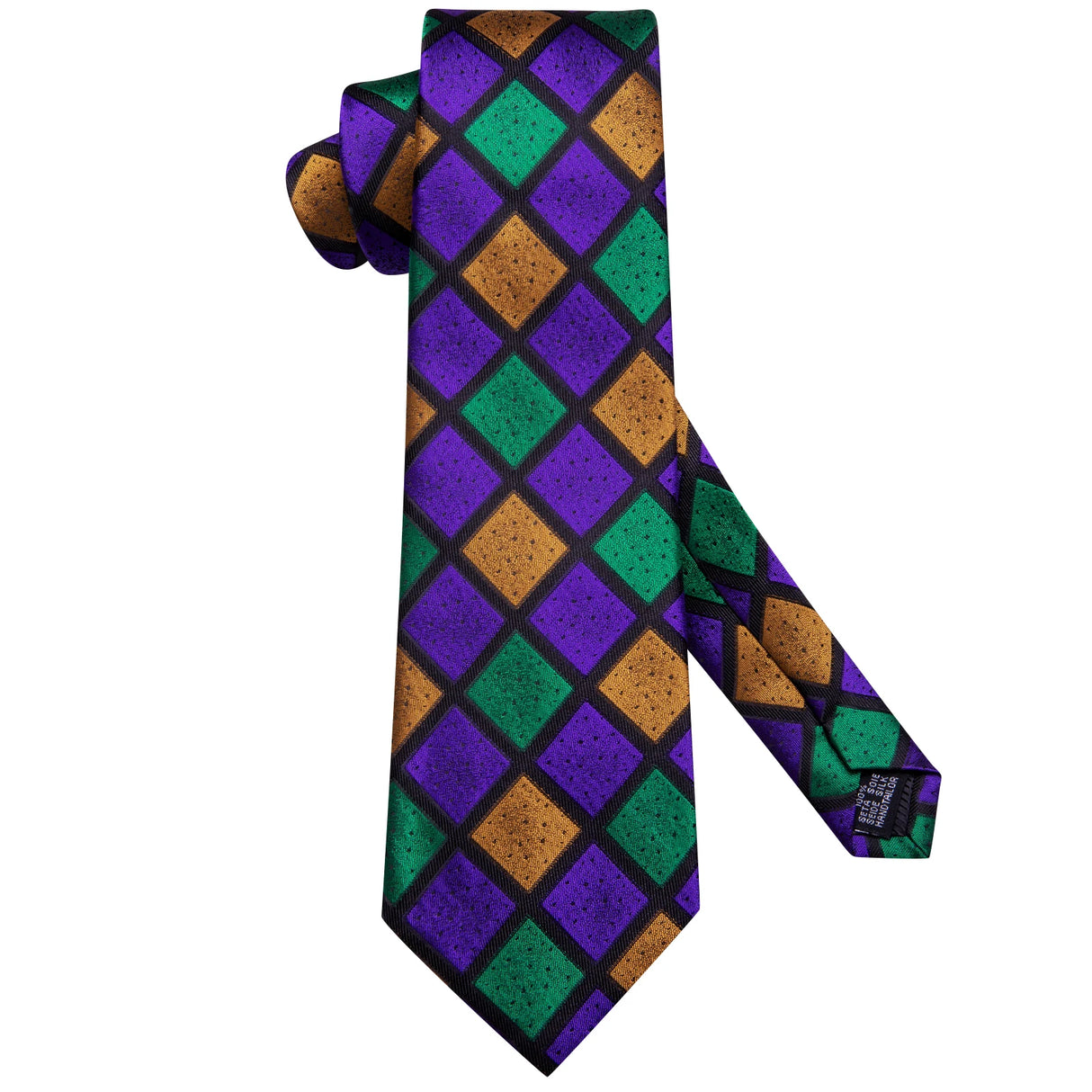 Colorful Check Male Wedding Handkerchief Cufflinks Set Necktie