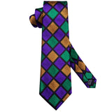 Colorful Check Male Wedding Handkerchief Cufflinks Set Necktie