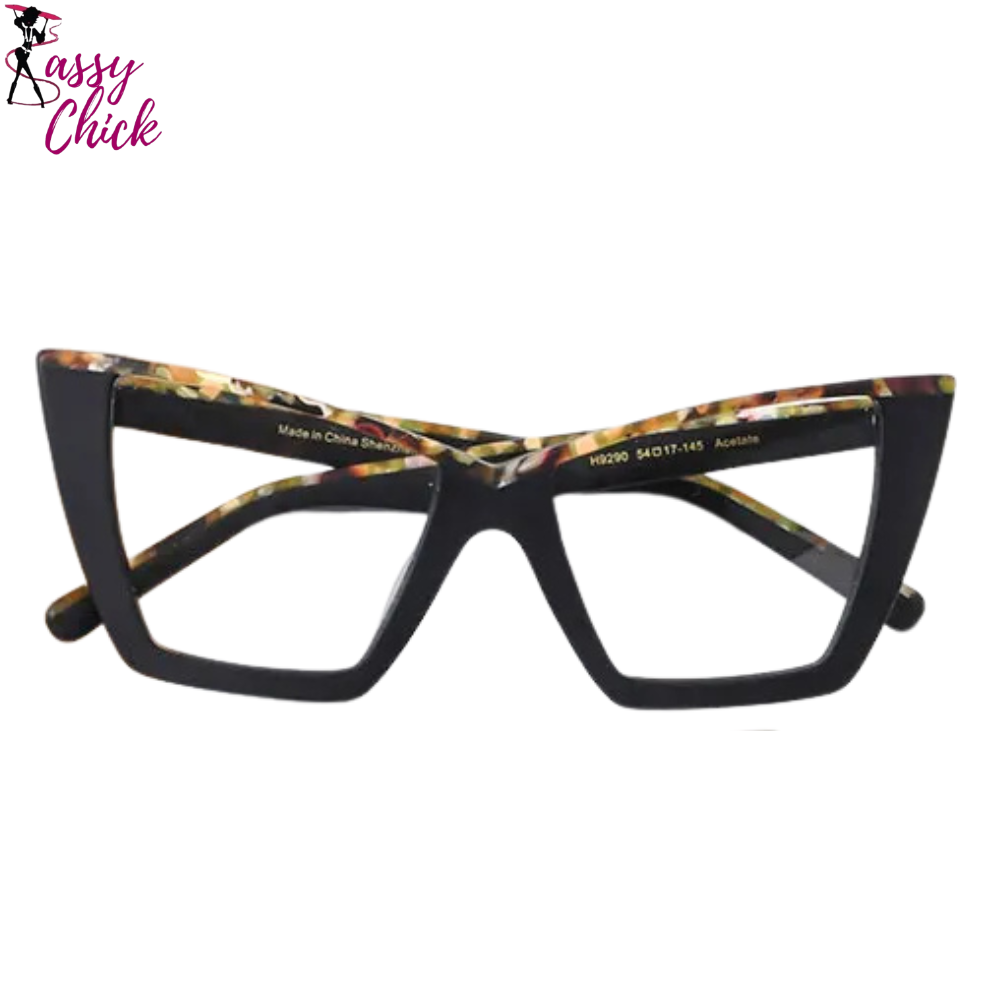 Colorful Clear Glasses Sassy Chick Logo